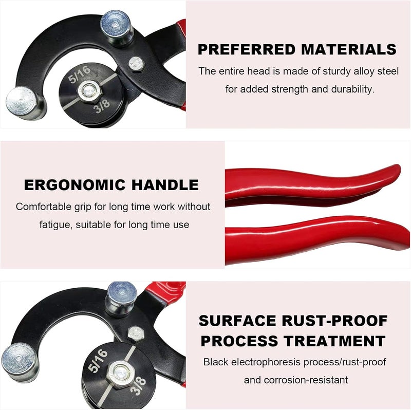 MTRPS 4 in 1 Tube Bending Pliers, 3/16" 1/4" 5/16" 3/8" Professional Brake Lines Bending Tool, 90 Degree Manual Tubing Bender for Copper Brass Aluminum and Thin Steel Pipes - Image 4
